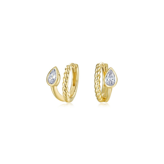 Tessa Bypass Pear Huggie Earrings