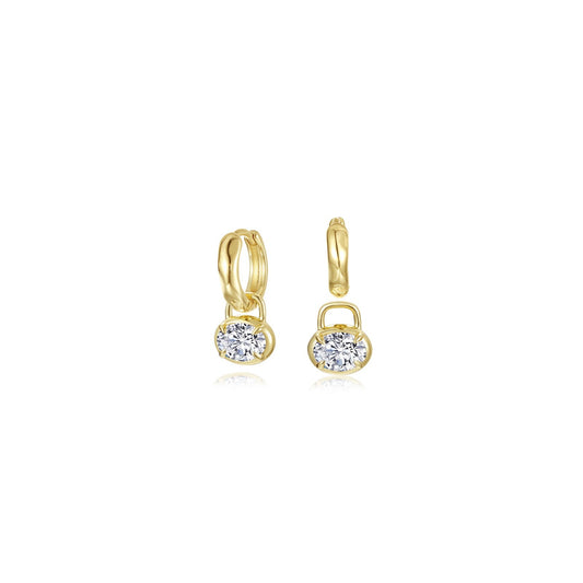 Oval Charm Molten Huggie Hoops