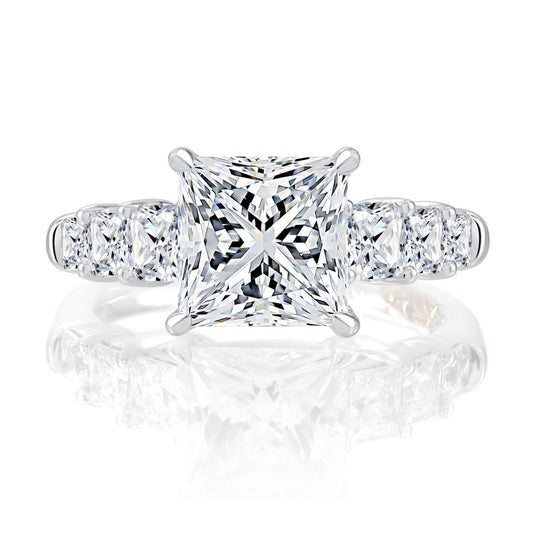 A.Jaffe Engagement Rings Five Stone Diamond Engagement Ring with Baguette and Pear Shaped Stones MECPC2904L/426