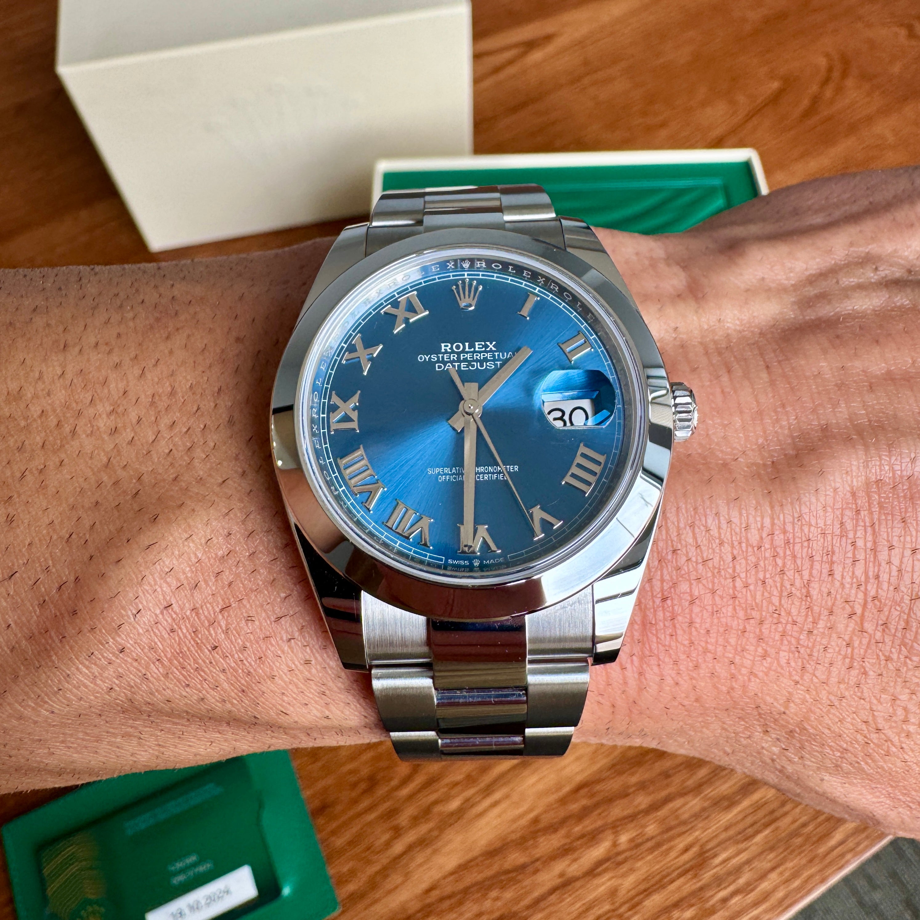 Rolex Datejust 41 Azzurro Blue Roman Dial 126300 – AZZI Jewelers