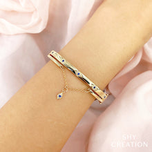 Shy Creation 0.13Ct Diamond & 0.10Ct Blue Sapphire Eye Chain Bangle SC55021342ZS