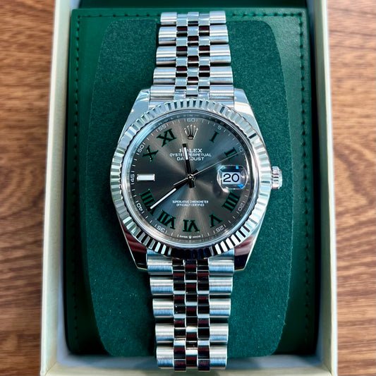 Rolex Steel and White Gold Rolesor Datejust 41 - Wimbledon Dial - Jubilee Bracelet - 126334 slgrj