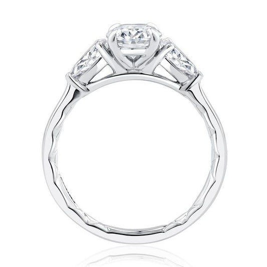 A.Jaffe Engagement Rings Modern Three Stone Round Center Diamond Engagement Ring with Pear Shaped Side Diamonds MECOV2603Q/200B
