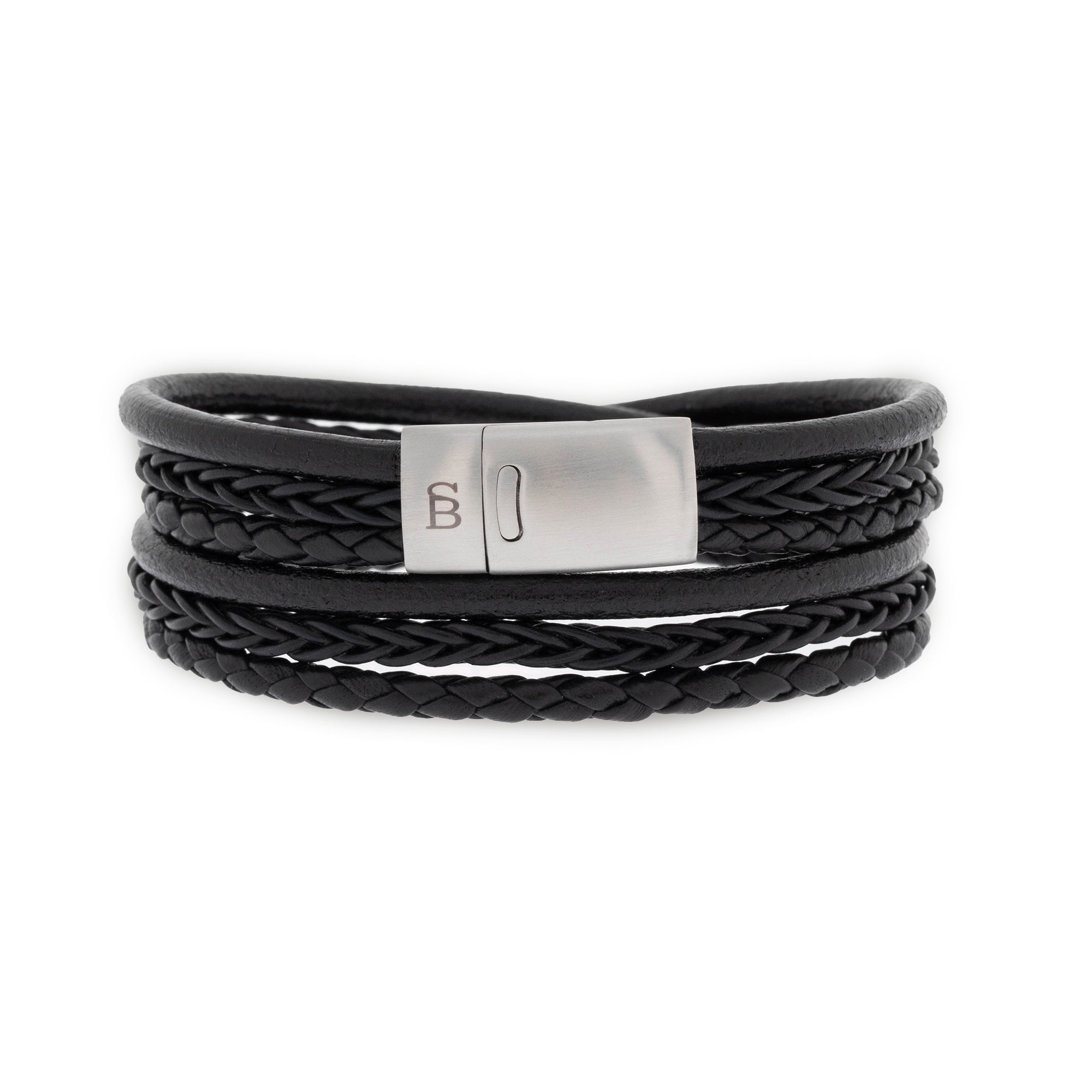 STEEL & BARNETT Bonacci Leather Bracelet Black LBB/001S