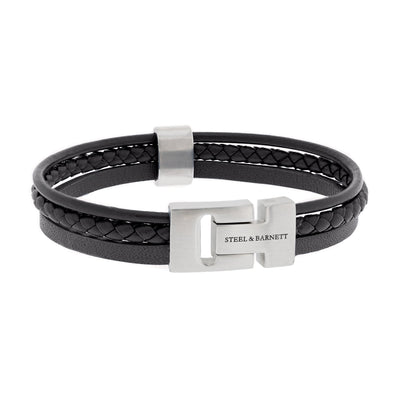 STEEL & BARNETT Leather Bracelet Casual Cole Black LBCC-001-65E85U-S