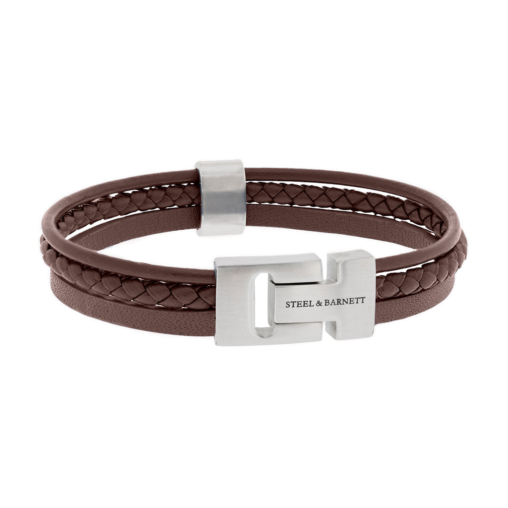 STEEL & BARNETT Leather Bracelet Casual Cole Brown LBCC-002-65E85U-S