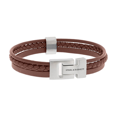 STEEL & BARNETT Leather Bracelet Casual Cole Peanut LBCC-003-65E85U-S