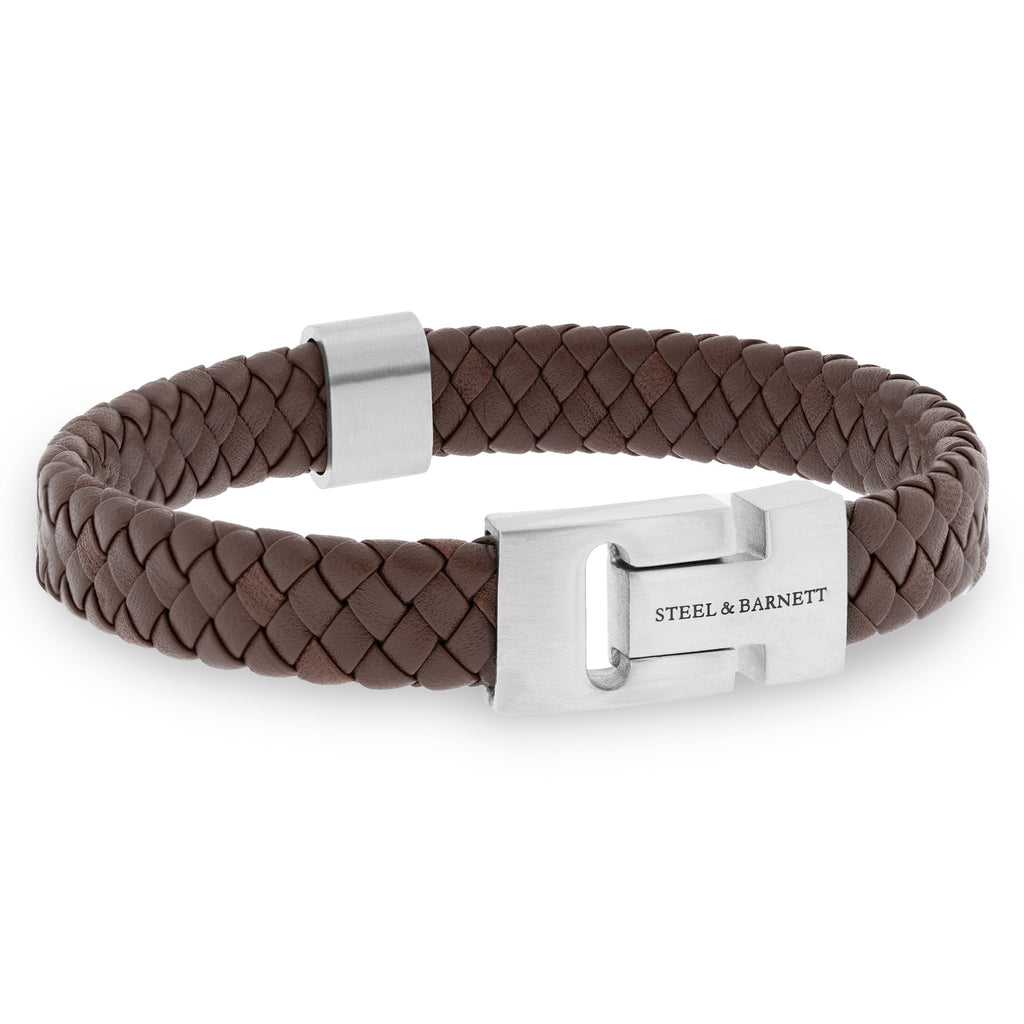 STEEL & BARNETT Harrison Nappa Leather Bracelet Brown LBH/003S