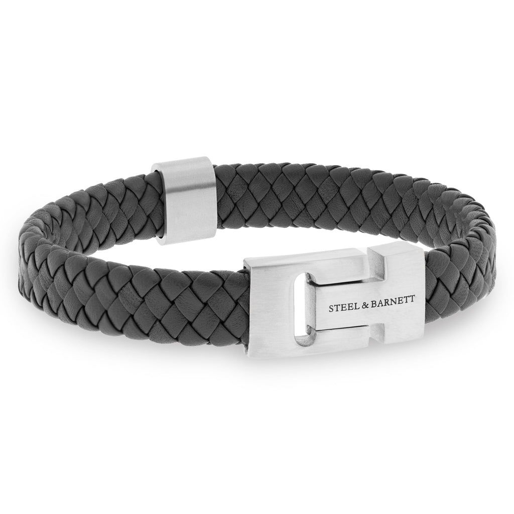 STEEL & BARNETT Harrison Nappa Leather Bracelet Dark Gray LBH/005M