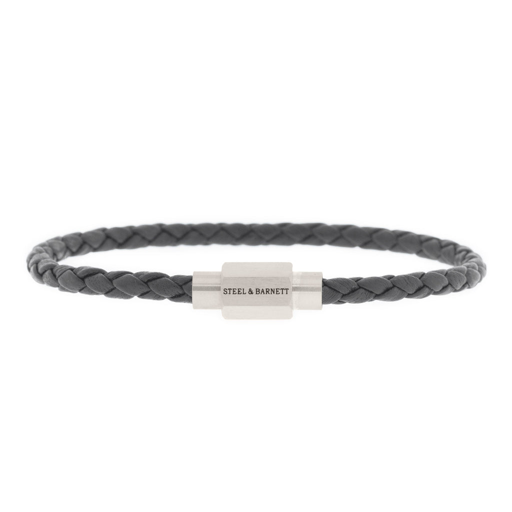 STEEL & BARNETT Luke Landon Nappa Leather Bracelet Dark Gray LBLL/006S