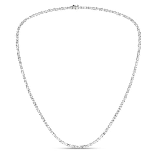 4-Prong Straight-Line Tennis Necklace (Round) LNC01709-4W