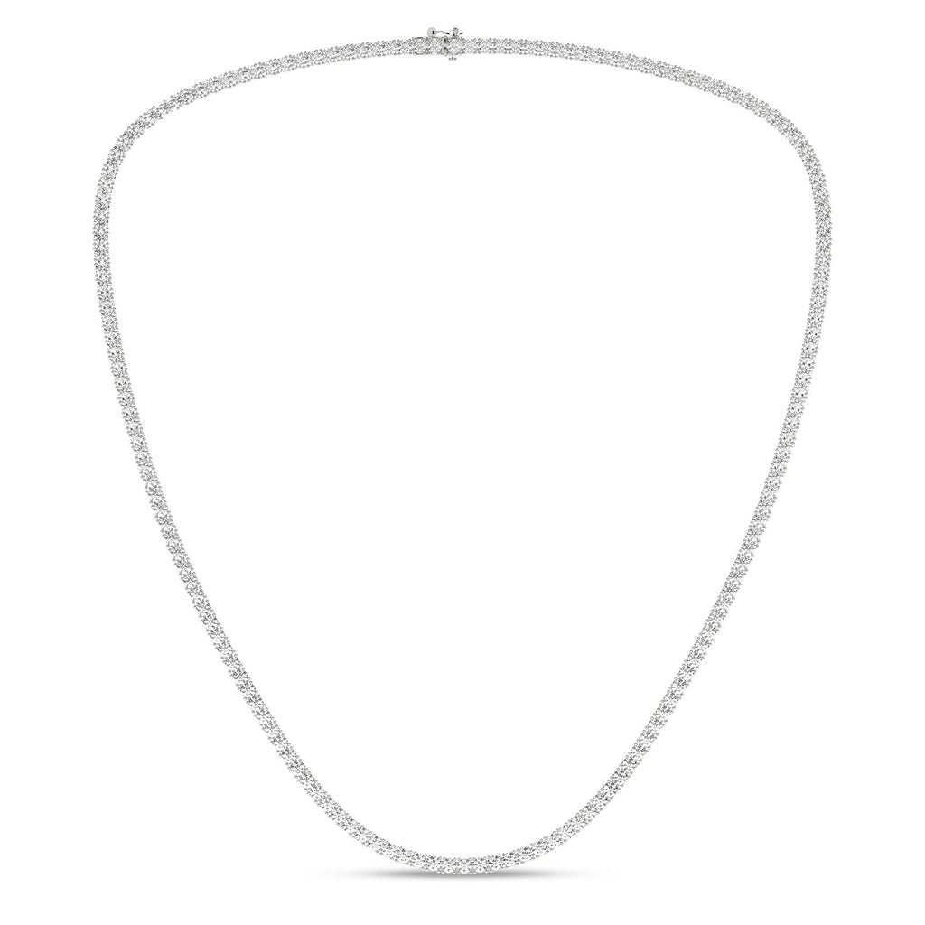 4-Prong Straight-Line Tennis Necklace (Round) LNC01709-4W