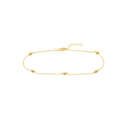 D/C and Mini Polished Bead Adjustable Anklet