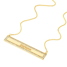Engravable Bar Necklace with 1/4tcw Diamond Border