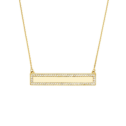 Engravable Bar Necklace with 1/4tcw Diamond Border