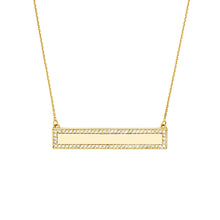 Engravable Bar Necklace with 1/4tcw Diamond Border