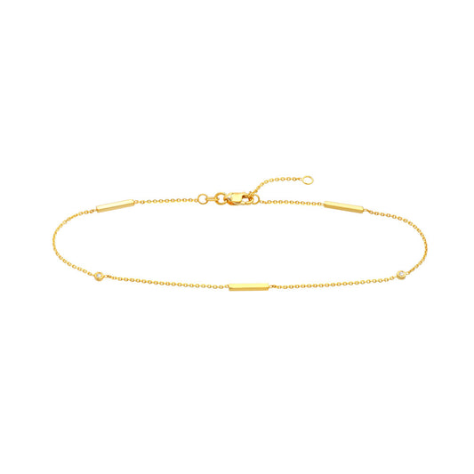 3pt Diamond Bezels and Bars Anklet