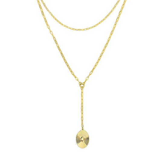 Two-Stranded Fluted Pendant Choker Necklace