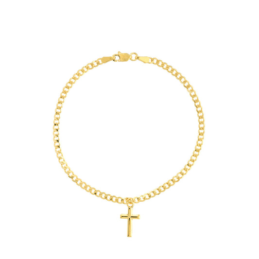 Cross Dangle Curb Chain Adj. Bracelet