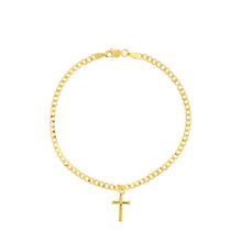 Cross Dangle Curb Chain Adj. Bracelet