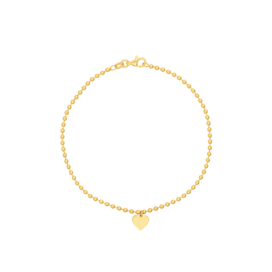 2.0mm Beaded Chain with Dangle Heart Bracelet