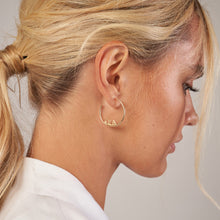 Revolve Block Nameplate Hoop Earrings