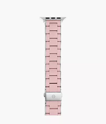 Barely Pink and Stainless Silicone-Wrapped Bracelet Band for Apple Watch MS20AS0006