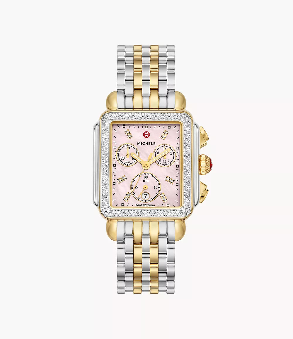 Deco Two-Tone 18K Gold-Plated Diamond Watch MWW06A000796