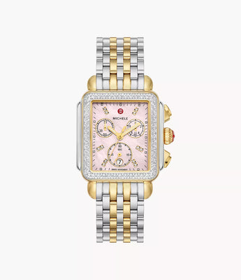 Deco Two-Tone 18K Gold-Plated Diamond Watch MWW06A000796
