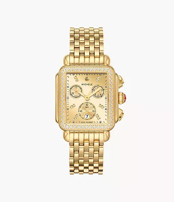 Deco Diamond High Shine 18K Gold-Plated Watch MWW06A000806