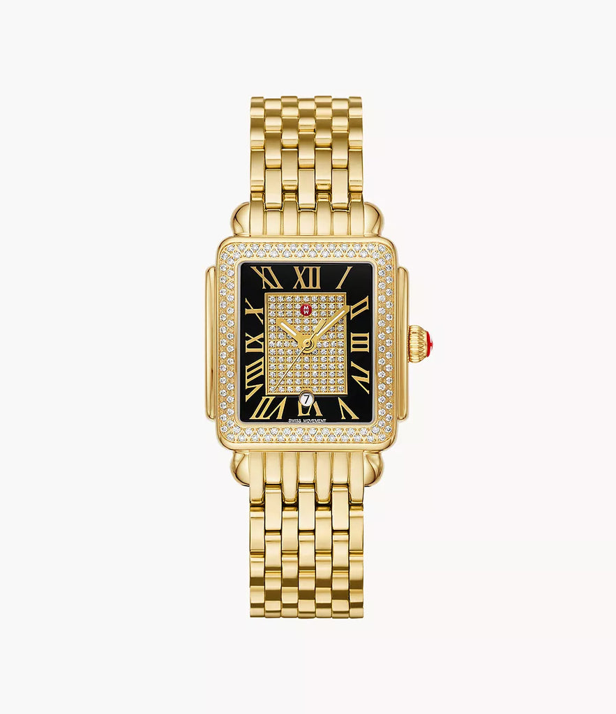 Limited Edition Deco Madison Mid 18K Gold-Plated Stainless Steel Diamond Watch MWW06G000044