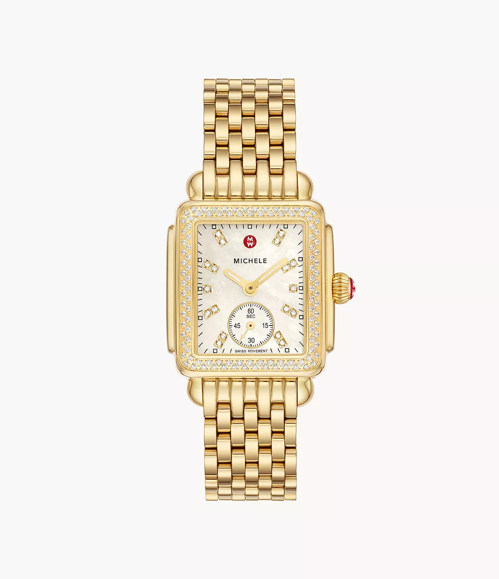 Deco Mid 18K Gold-Plated Diamond Watch MWW06V000124