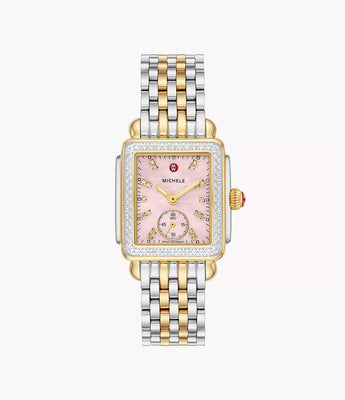 Deco Mid Two-Tone 18K Gold-Plated Diamond Watch MWW06V000129