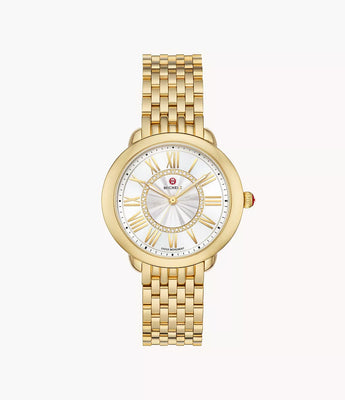 Serein Mid 18k Gold-Plated Diamond Dial Watch MWW21B000160