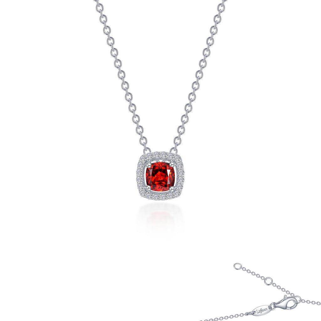 Lafonn Classic Cushion Garnet Necklace N0100GNP18