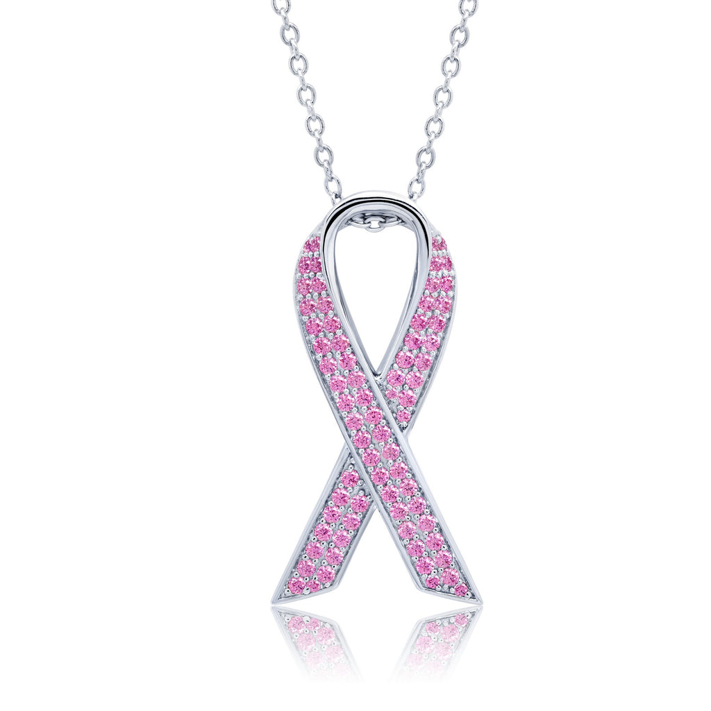 Lafonn Pink Ribbon Diamond Necklace N0178PKP24