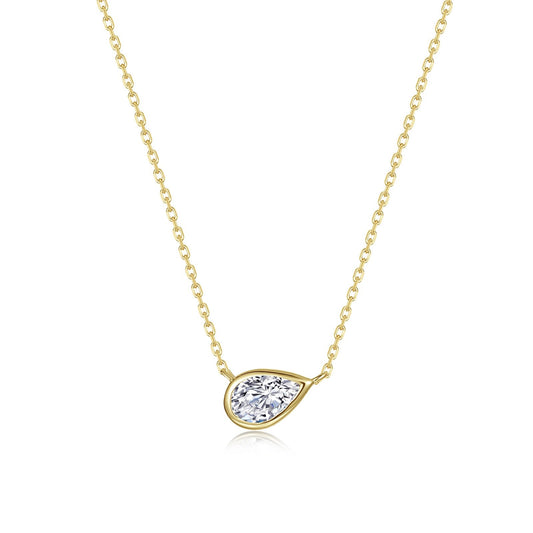 East-West Bezel Pear Solitaire Necklace