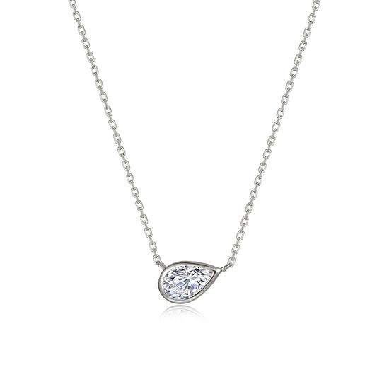 East-West Bezel Pear Solitaire Necklace