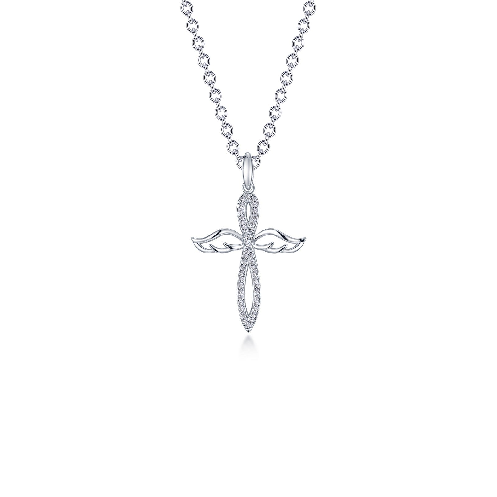 0.74 CTW Angel Wings Cross Necklace N2029CLP20