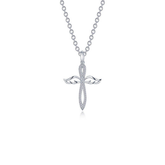 0.74 CTW Angel Wings Cross Necklace N2029CLP20