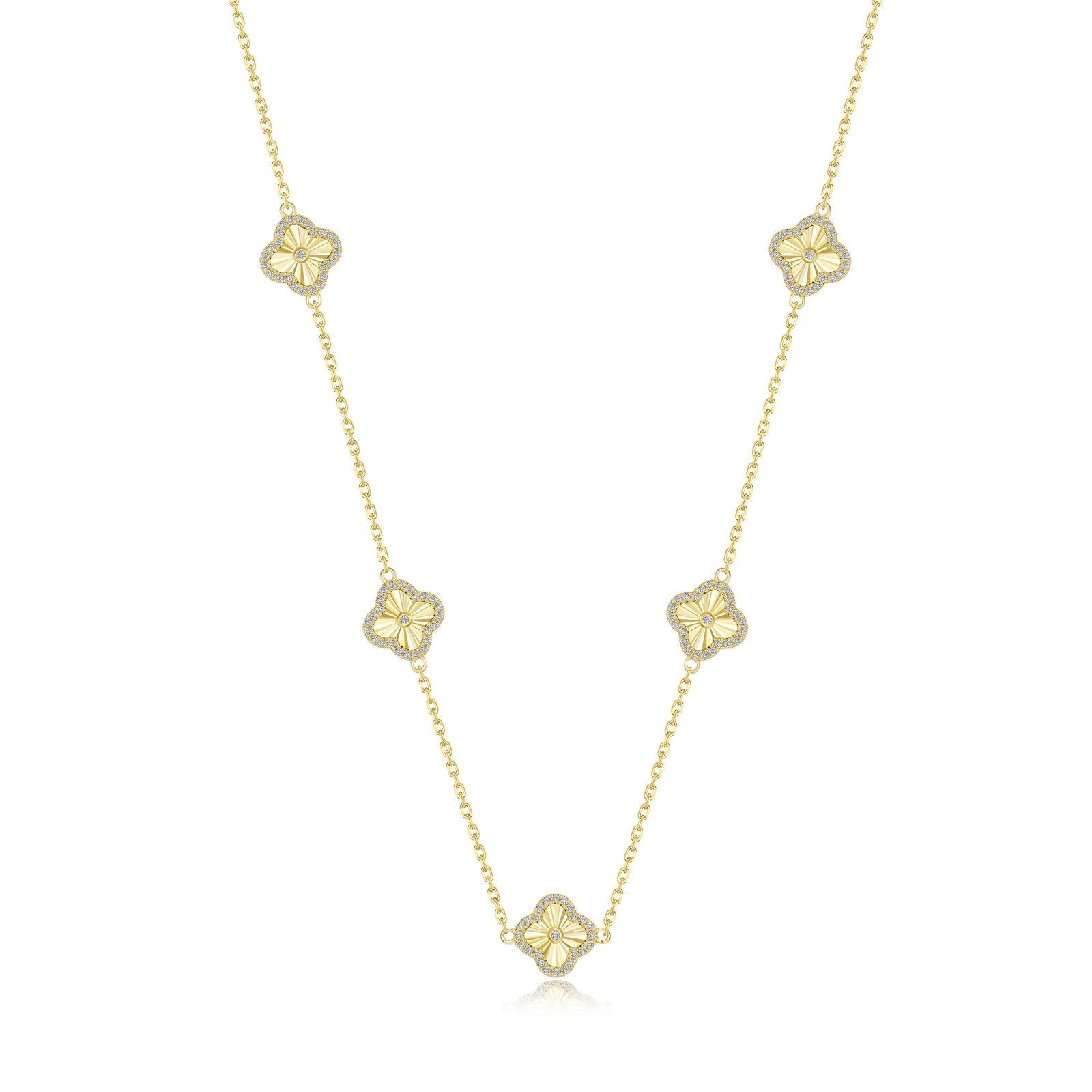 Gold Clover Motif Necklace N2032CLG20