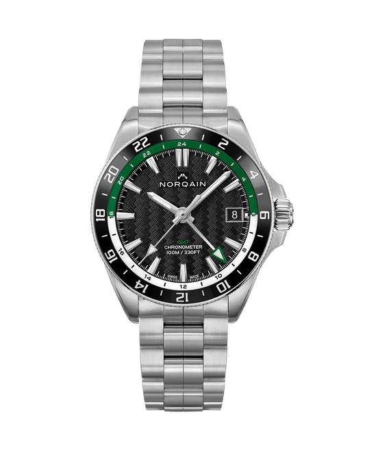 NORQAIN Adventure NEVEREST GMT Black Dial Stainless Steel Automatic Watch NN1100SC1CG/BE111/150SSG