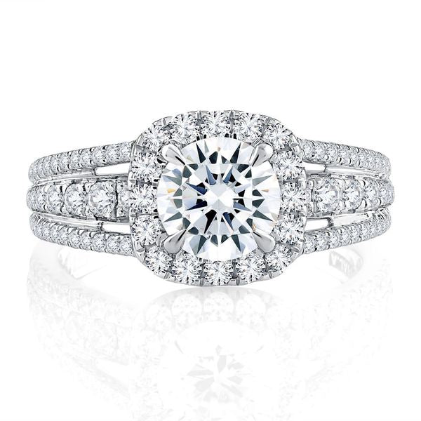 A.Jaffe Engagement Rings Triple Split Shank Halo Round Cut Diamond Engagement Ring MESRD2338/223