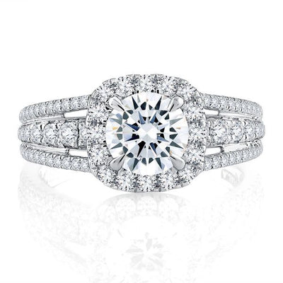 A.Jaffe Engagement Rings Triple Split Shank Halo Round Cut Diamond Engagement Ring MESRD2338/223