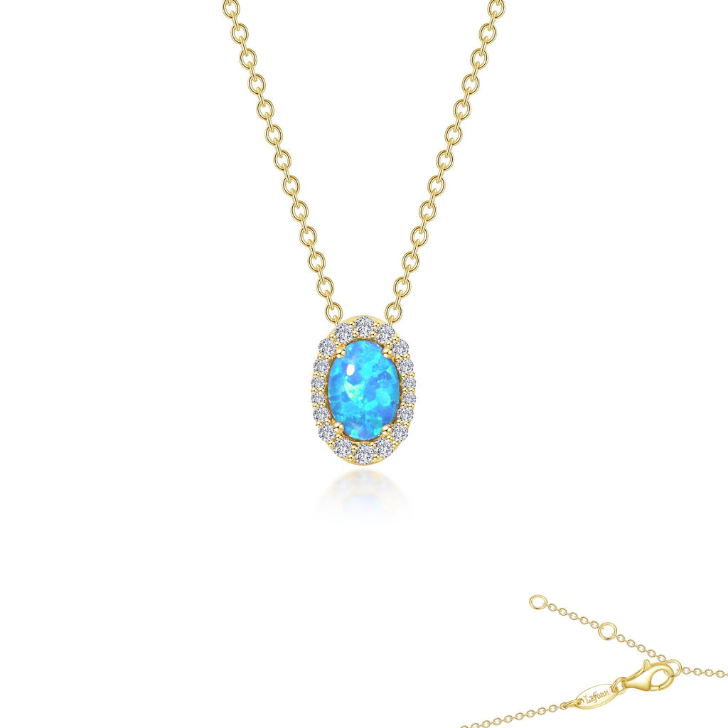 Lafonn Classic Oval Blue Blue Opal Necklace P0204BOG18