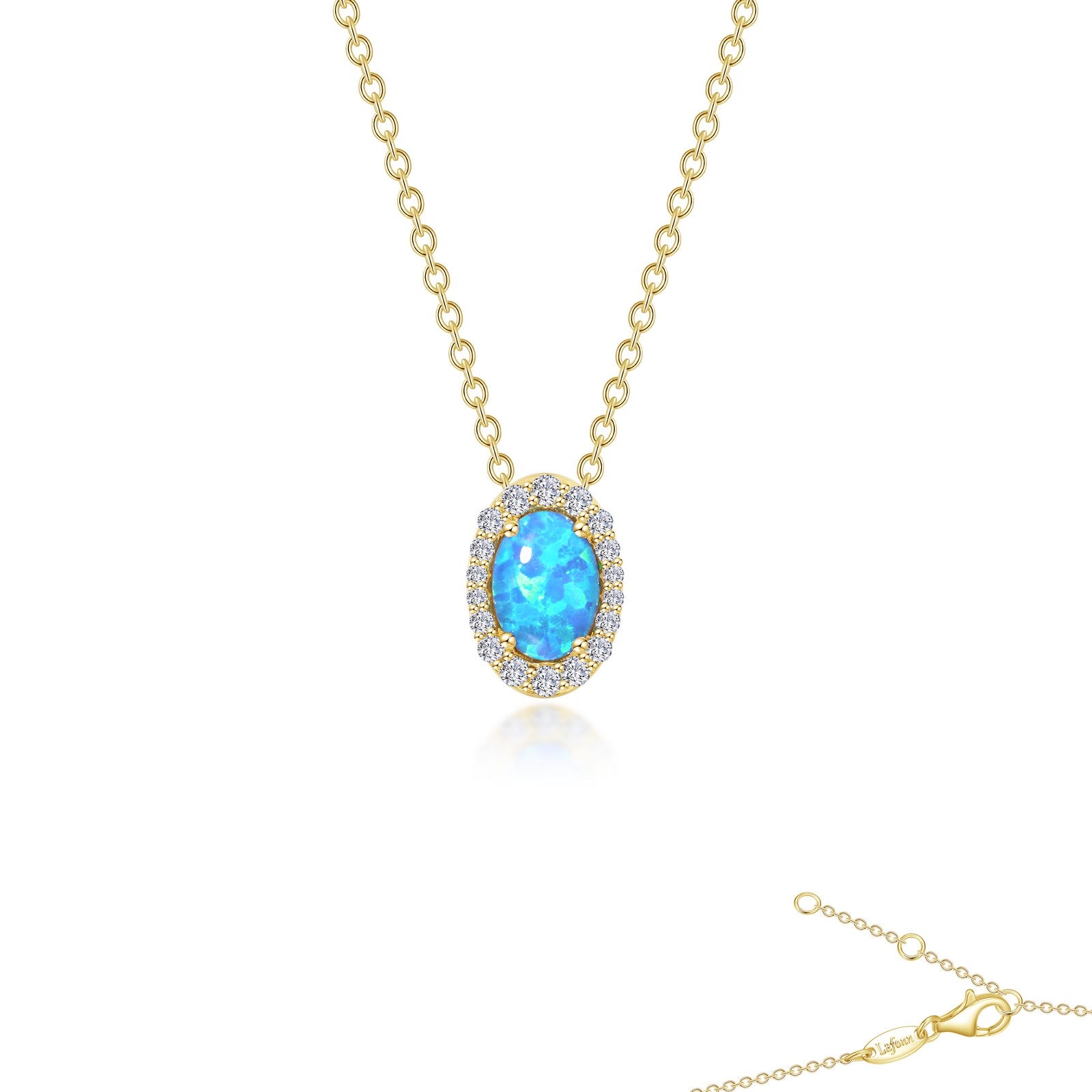 Lafonn Classic Oval Blue Blue Opal Necklace P0204BOG18