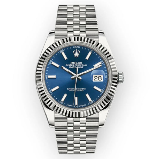 Rolex Datejust 41 Blue Dial, Oystersteel & White Gold Fluted Bezel – Ref. 126334