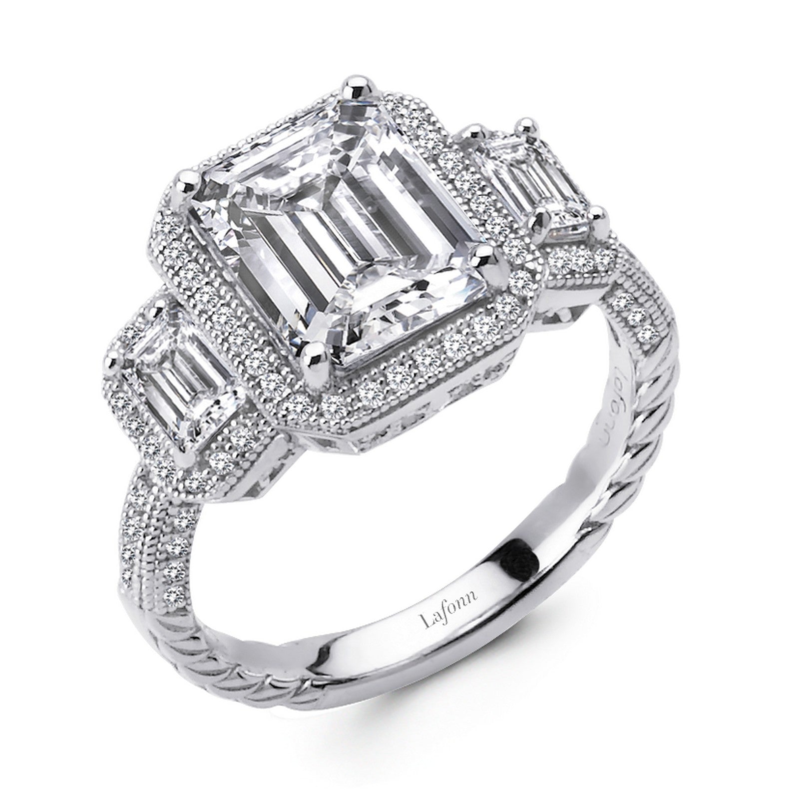 Lafonn Classic Emerald Diamond Ring R0070CLP