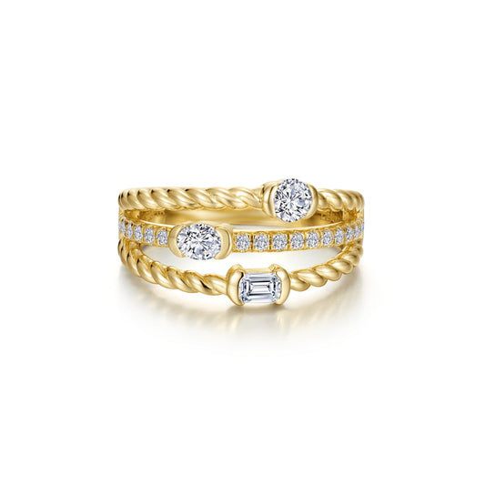 Mixed-Cut Half Bezel Rope Ring