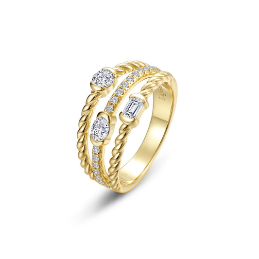 Mixed-Cut Half Bezel Rope Ring